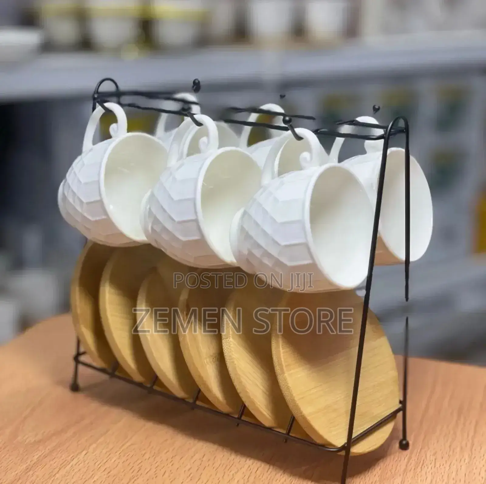 6 የቡና ስኒ ከነማስቀመጪያቸዉ እና መደርደሪያቸዉ Coffee Cup