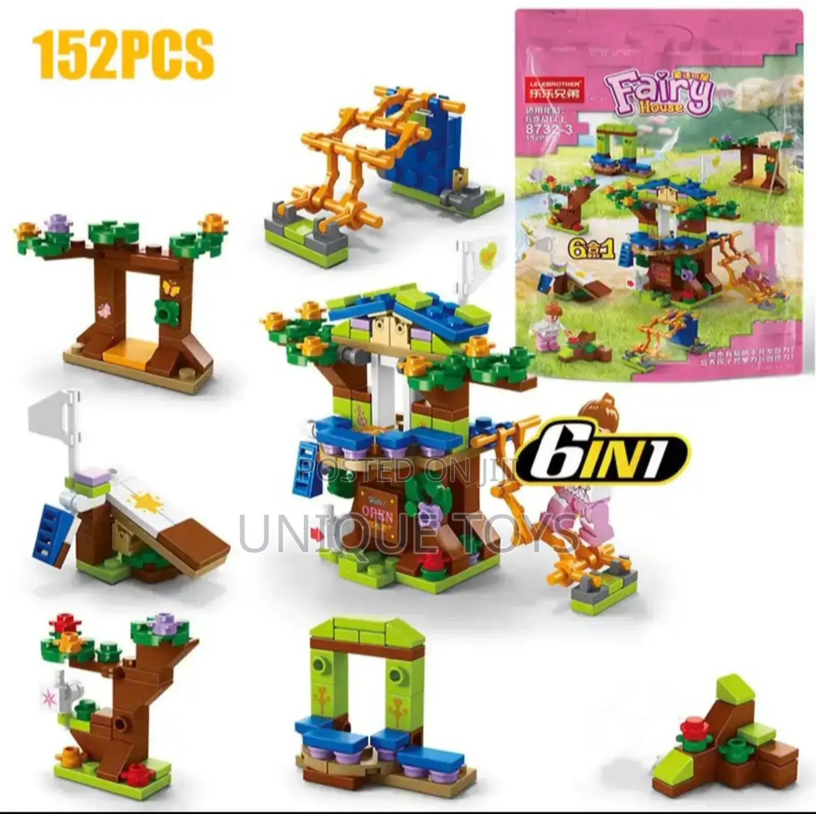 6-in-1 Tree House Building Block Toy, 152pcs, 7 Models