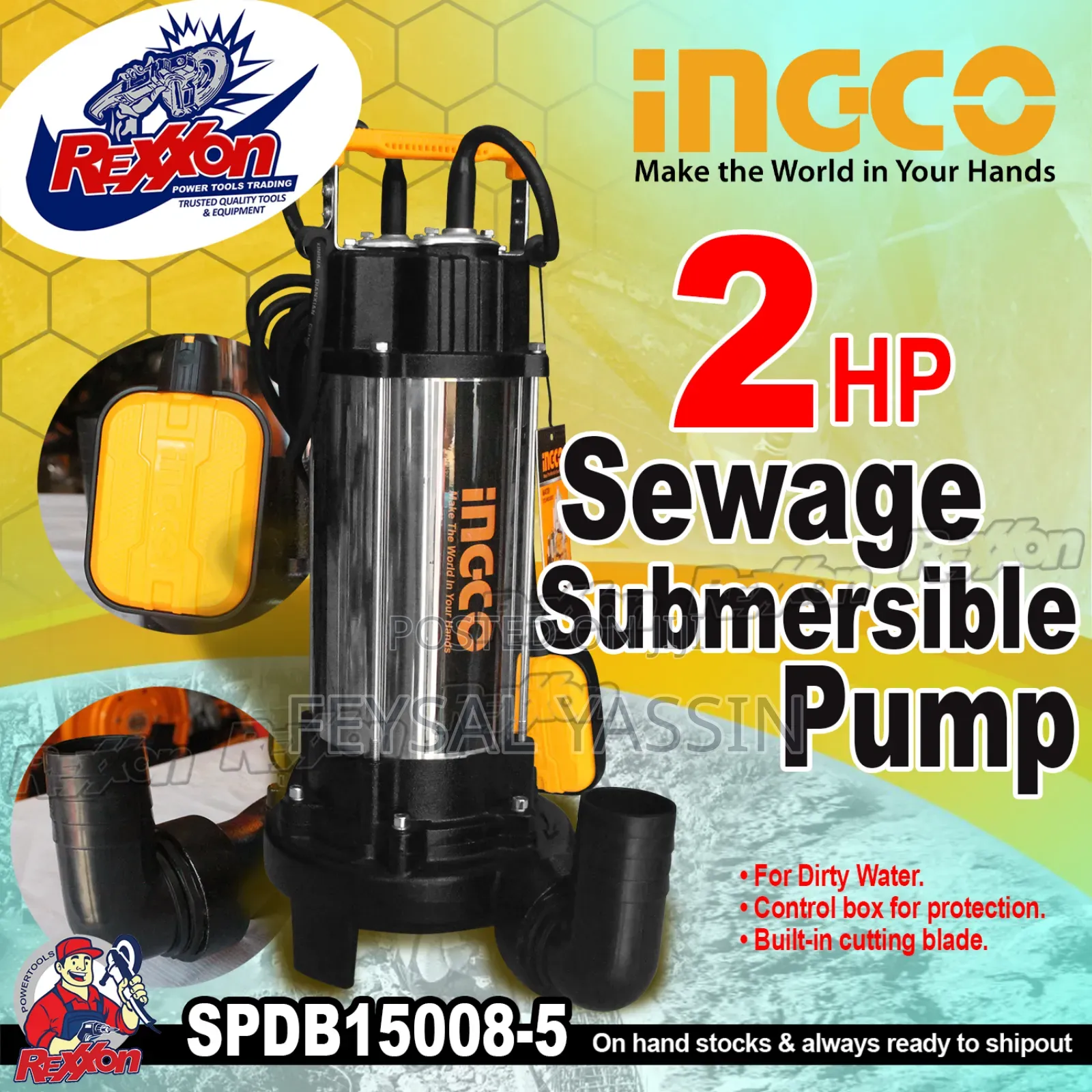 Ingco 2hp የቆሻሻ ፓንፕ Sewage Submersible Pump