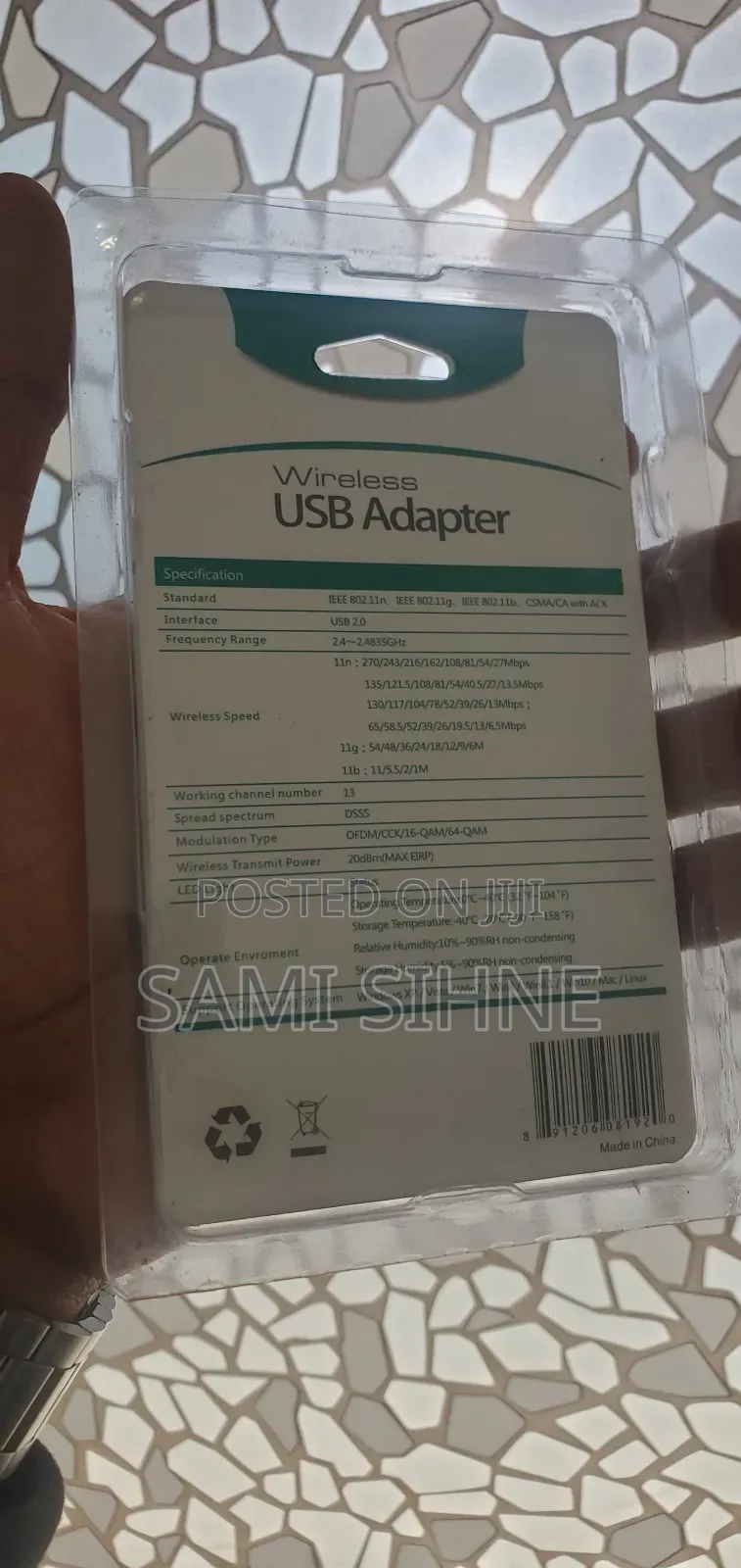 Interface USB2.0 Speed 300mbps Standard IEEE 802.11n