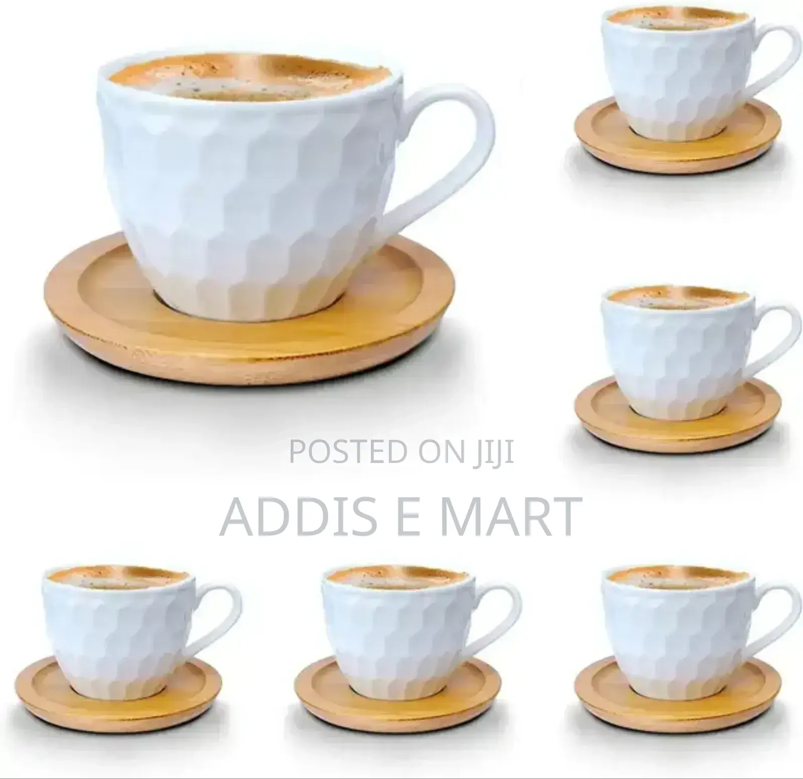 አዲስ 6 የቡና ስኒ ከነማስቀመጪያቸዉ