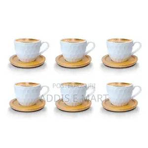 አዲስ 6 የቡና ስኒ ከነማስቀመጪያቸዉ