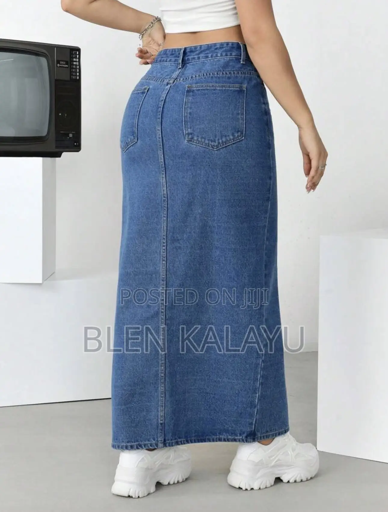 Women's Solid Color Casual Split Denim Skirt