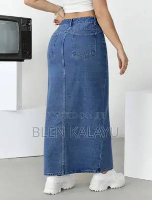 Women's Solid Color Casual Split Denim Skirt