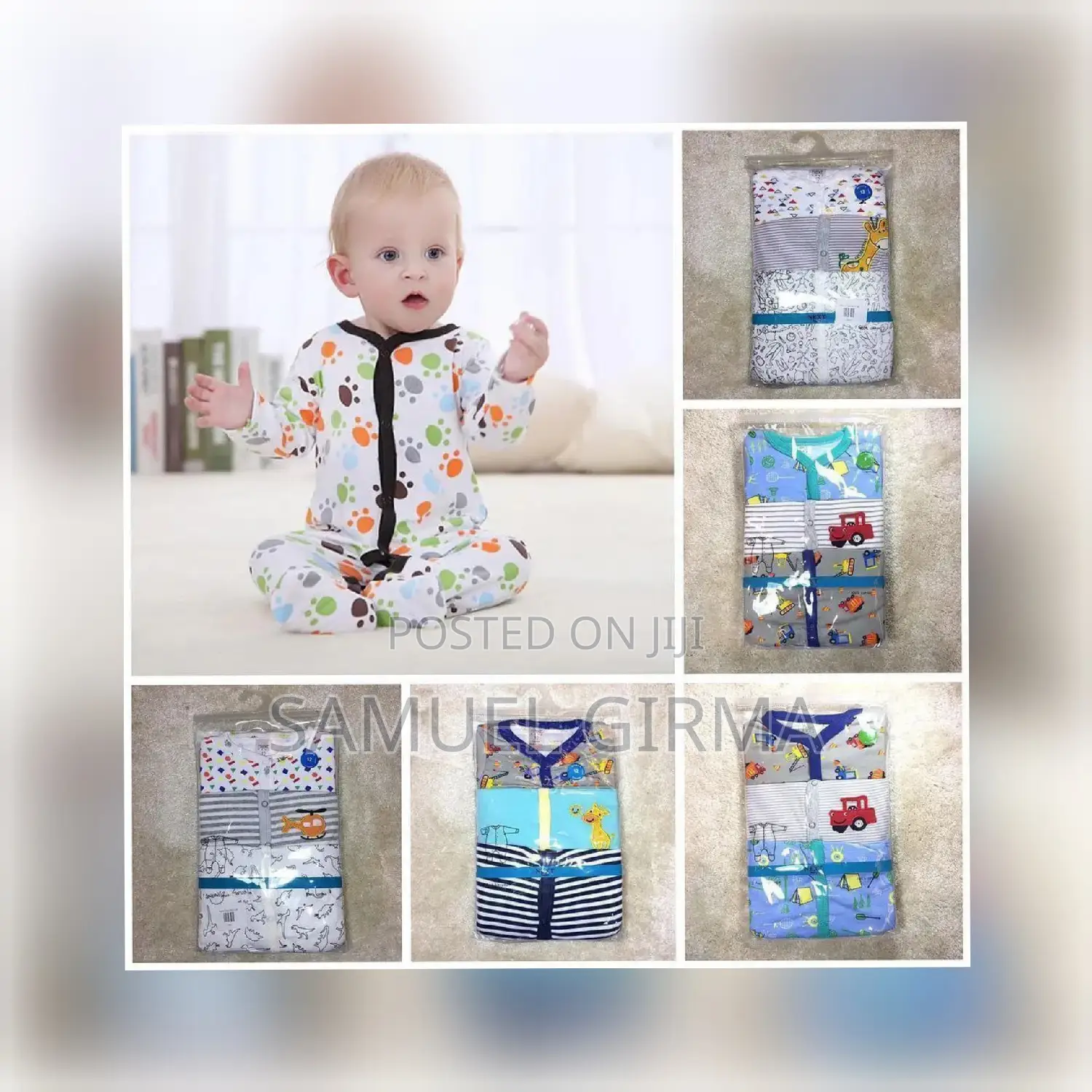 3-Piece Newborn Baby Foot(የዱባይ) Wrapped Jumpsuit
Cotton