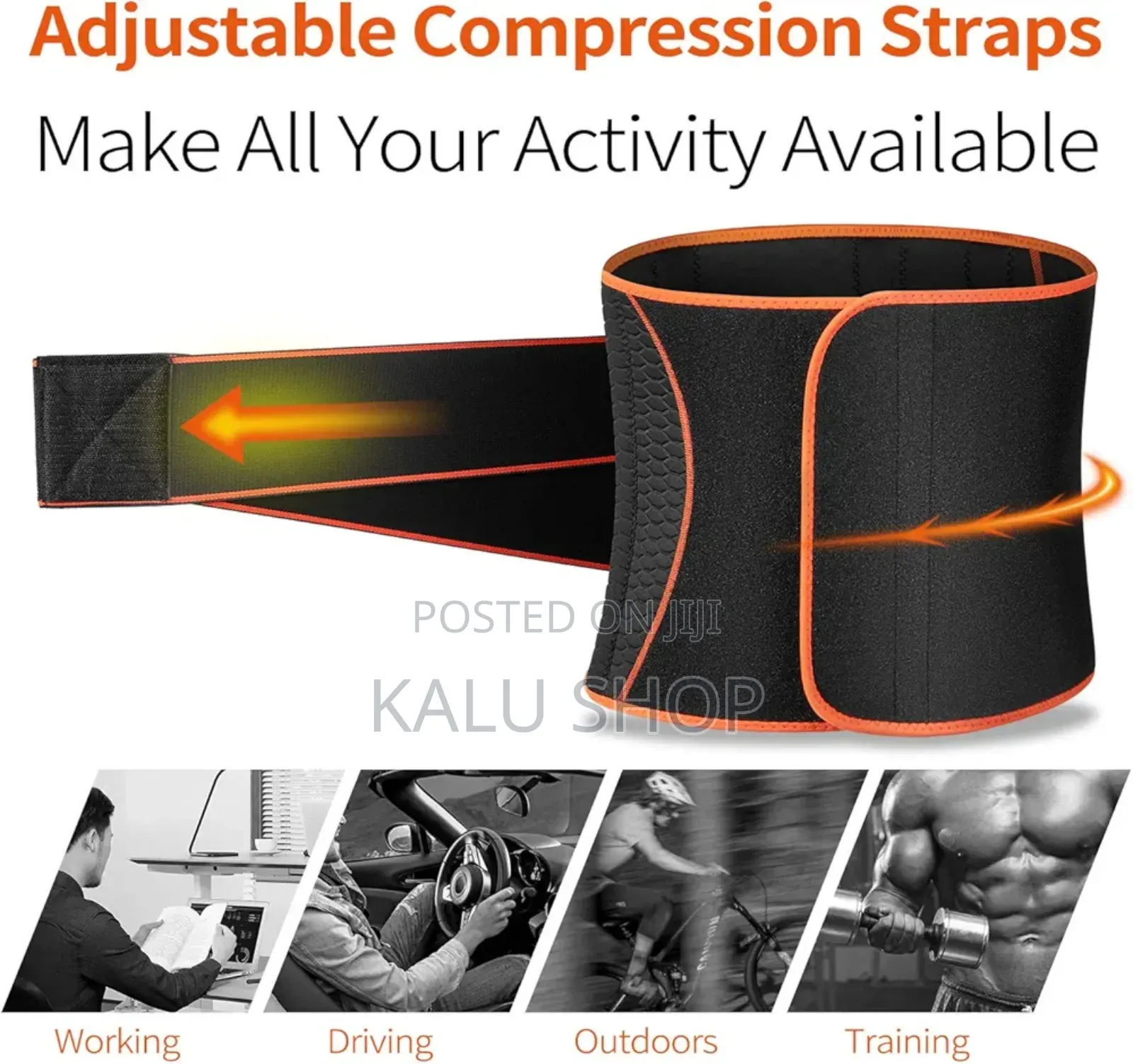 Whight Loss, Sweat AB Belt With Adjustable Pressure Straps