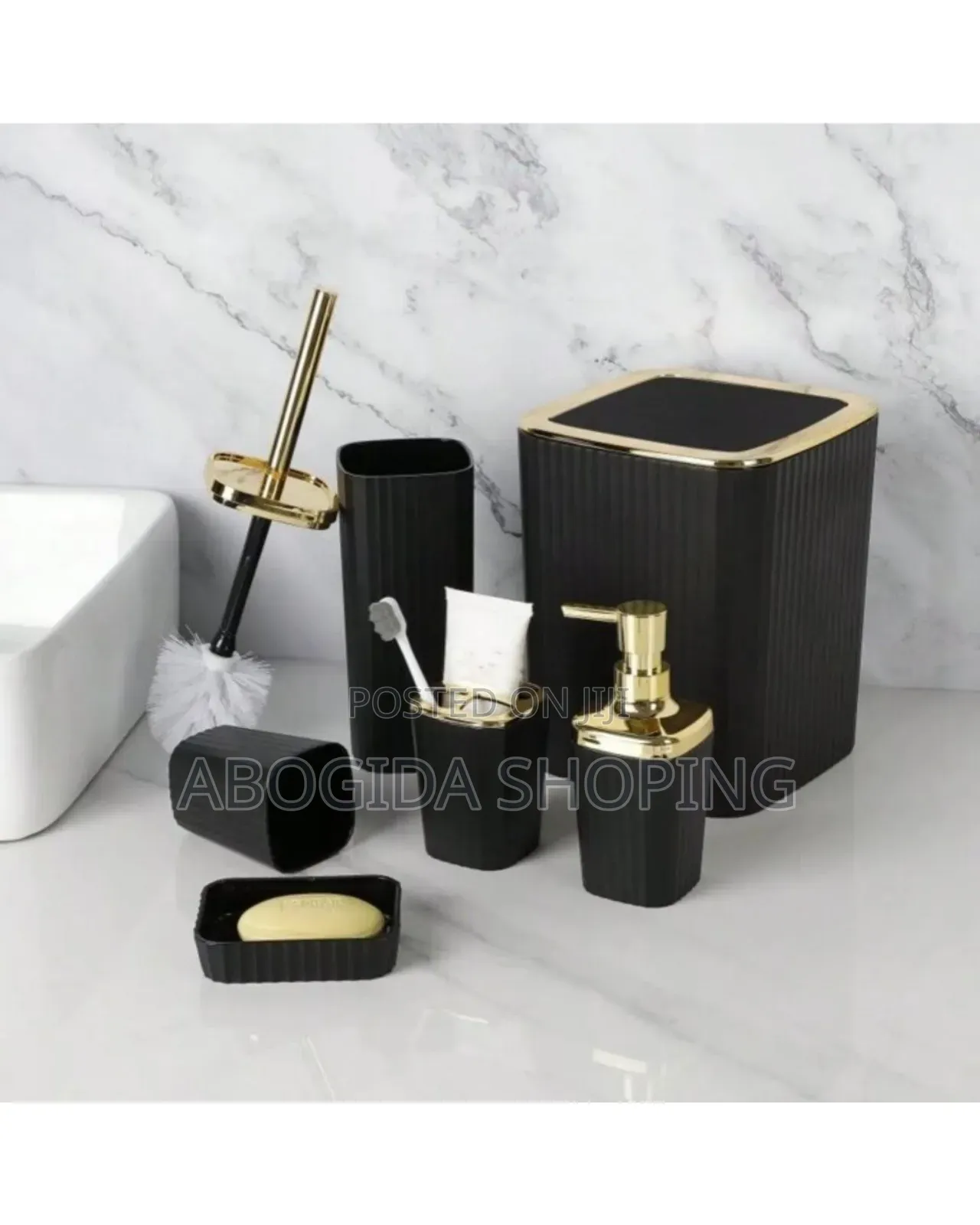 6-Piece Elegant Black Bathroom Accessory Set