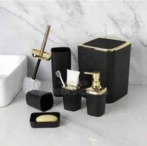 Versatile Black 6-Piece Bathroom Essentials Set