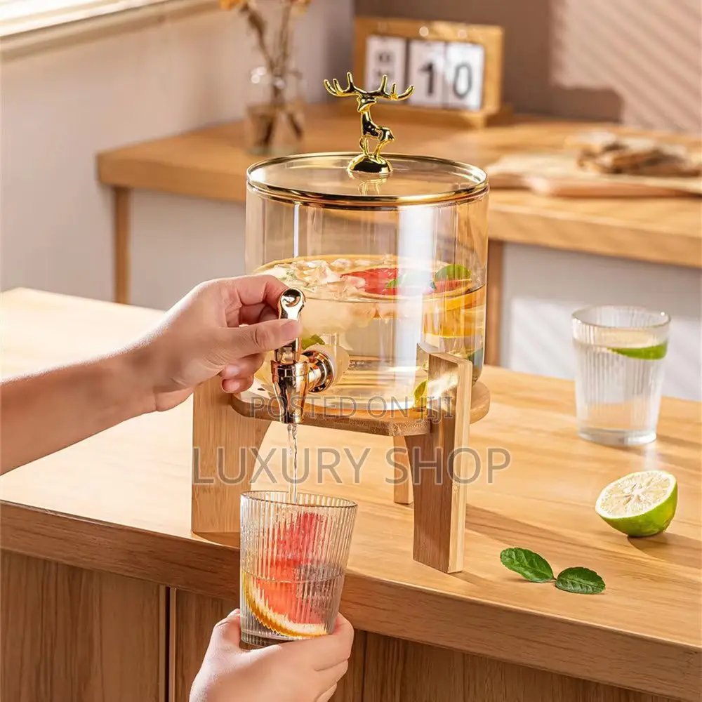 Glass Dispenser Jar With 4 Glass Cup