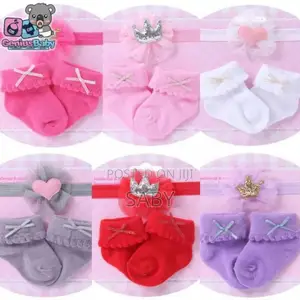 3pcs Toddler Babygirl Headwrap and Socks