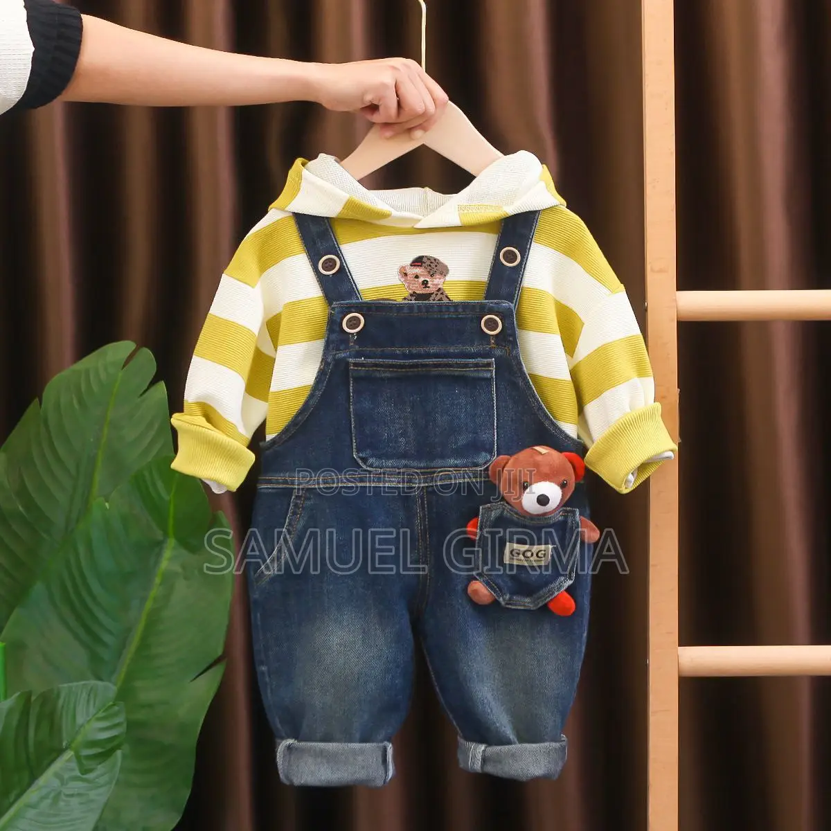 Stripped Hoodie With Jeans Overall