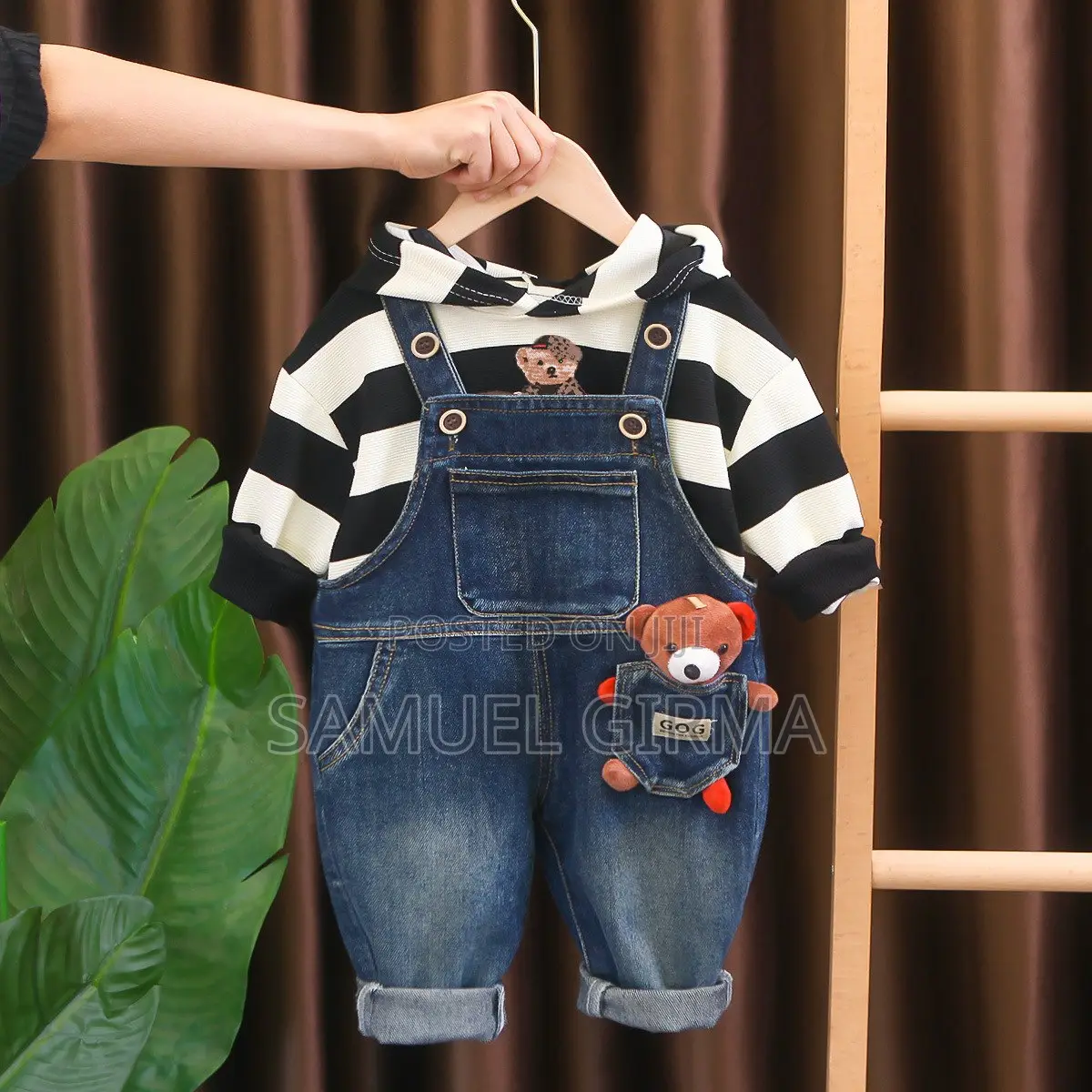 Stripped Hoodie With Jeans Overall