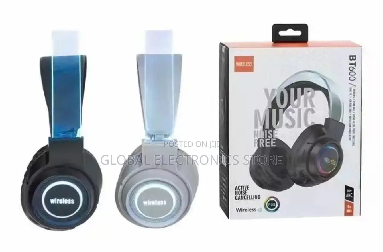 Wireless Noise Cancelling Headphones With RGB LED Lights