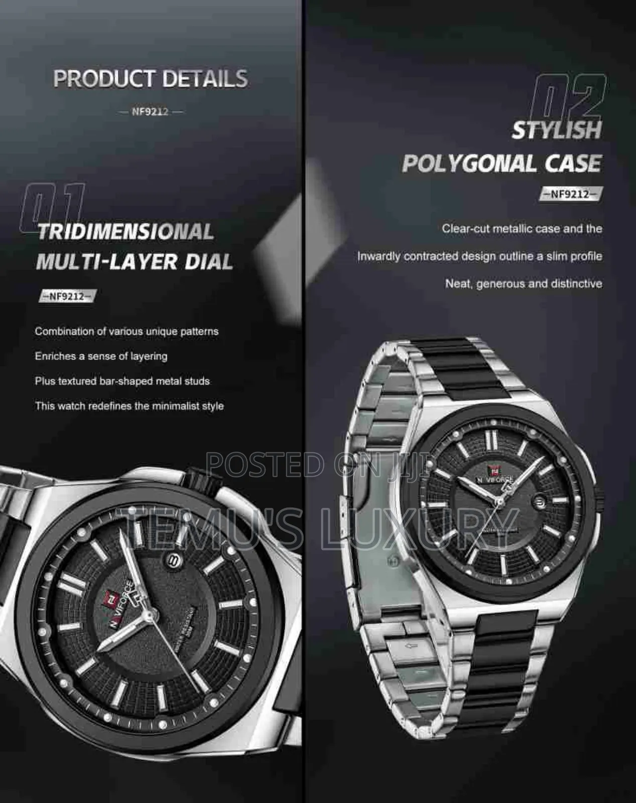 NAVIFORCE Silver and Black Men's Watch Analog Watch