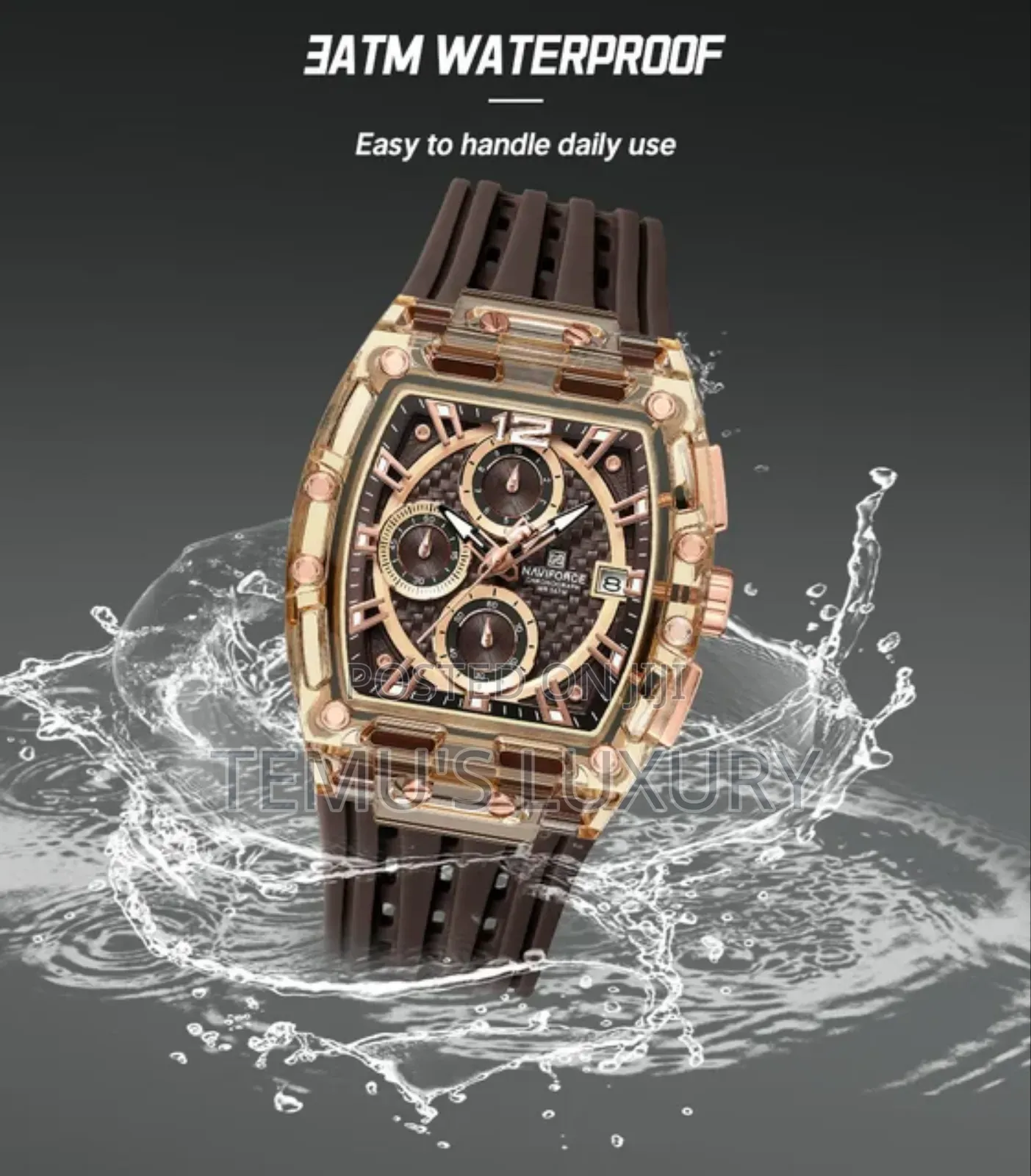 Naviforce Nf7105 Brown Men’S Casual Pu Strap Watch