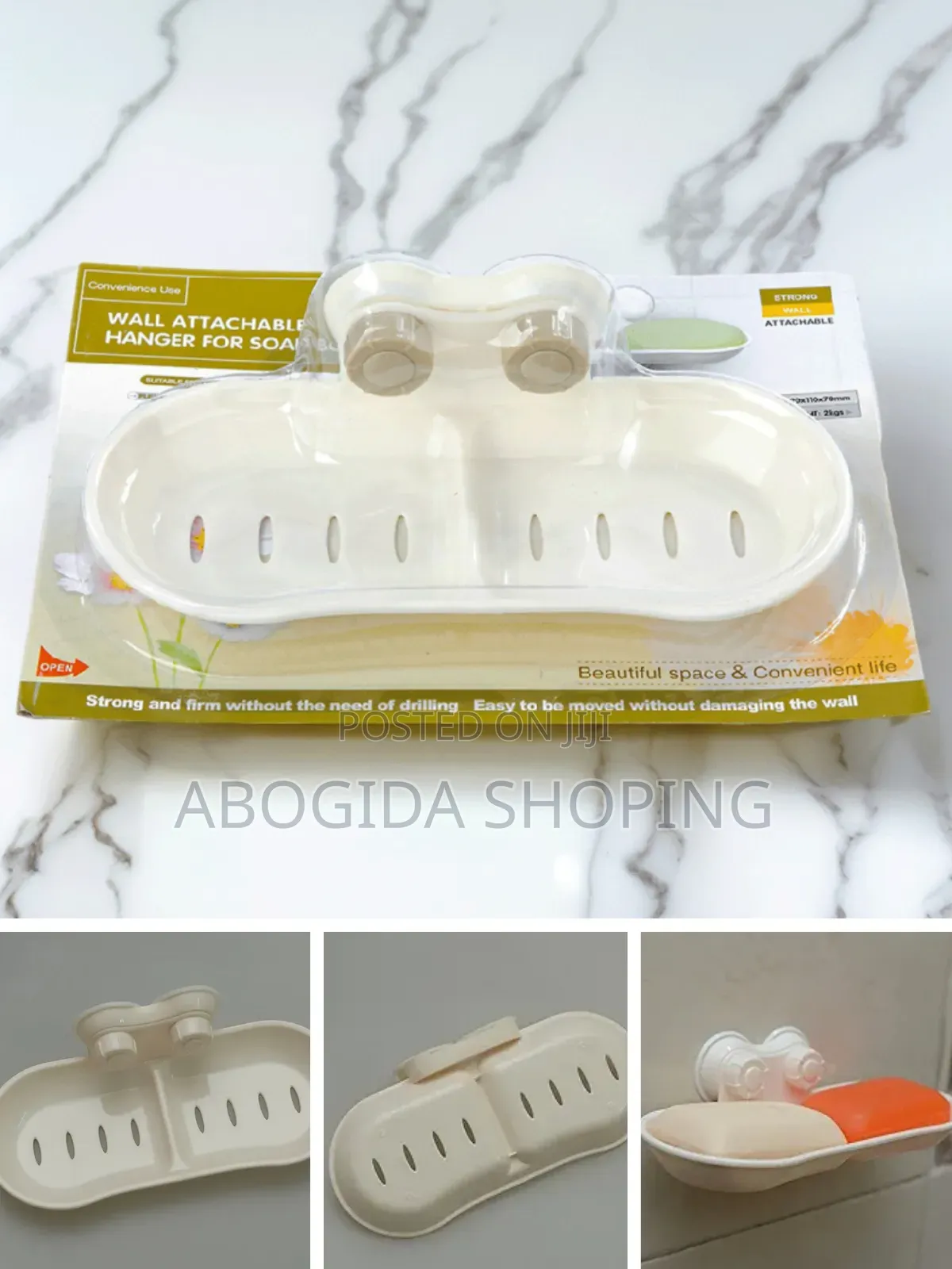 Plastic Wall-Mounted Soap Rack With Dual Hangers