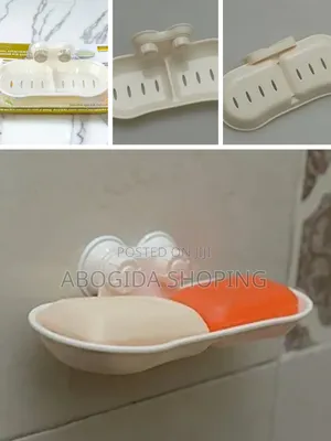 Wall-Attached Double Soap Hanger Made of Plastic