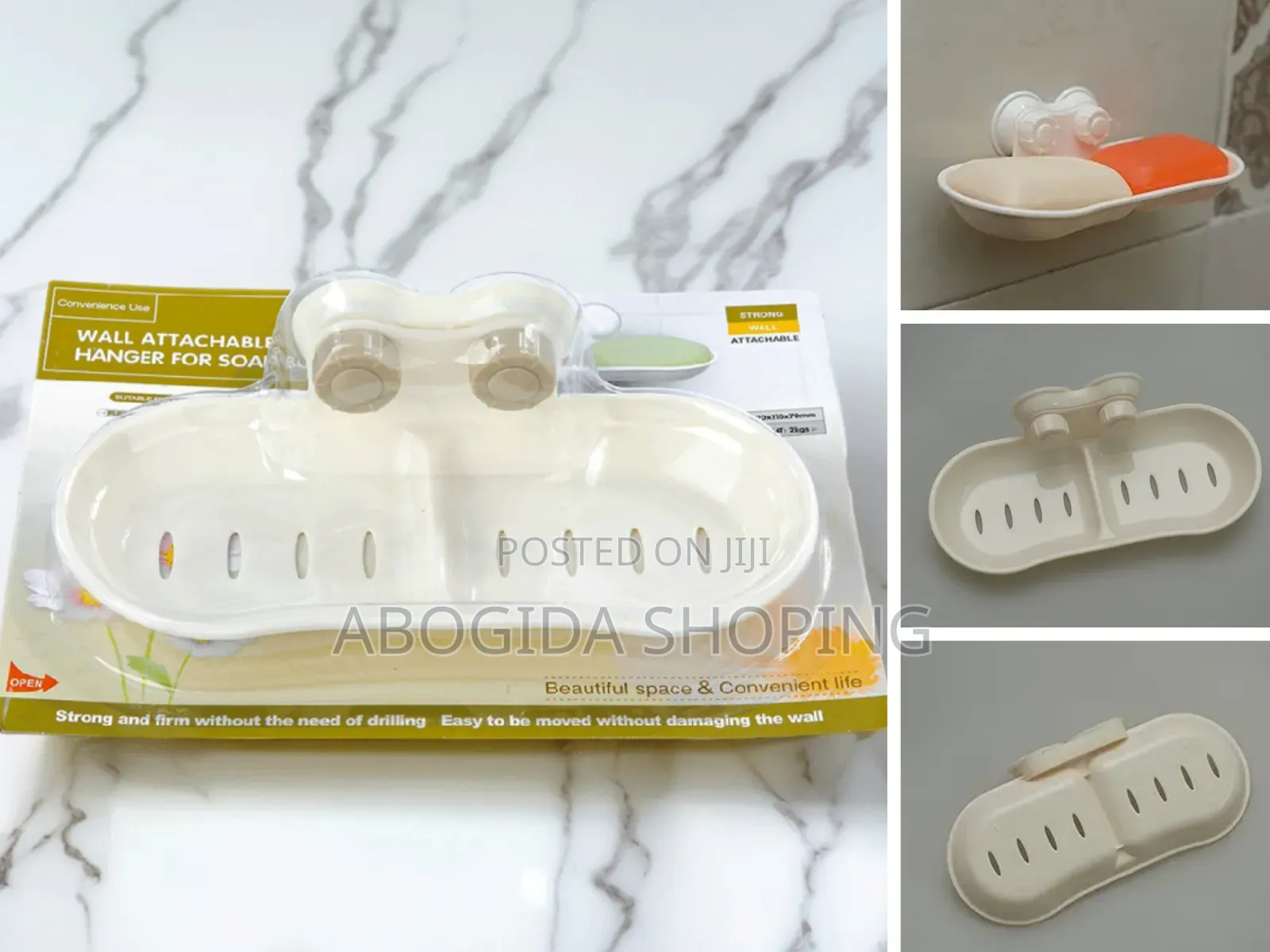 Wall-Mounted Plastic Soap Rack With Two Hangers