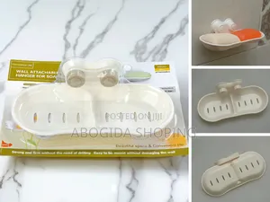 Wall-Mounted Plastic Soap Rack With Two Hangers