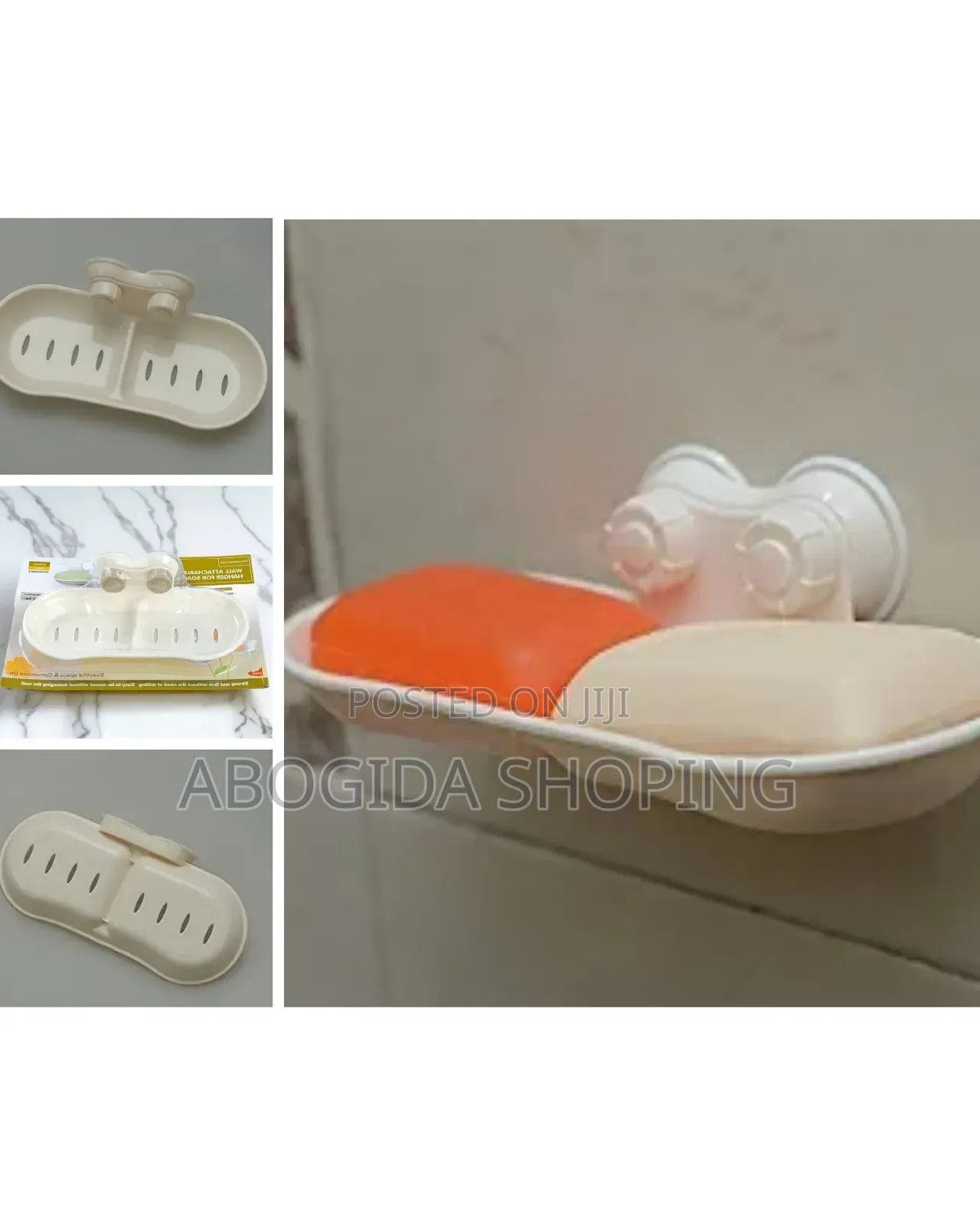 Wall-Attached Double Plastic Soap Rack With Hangers