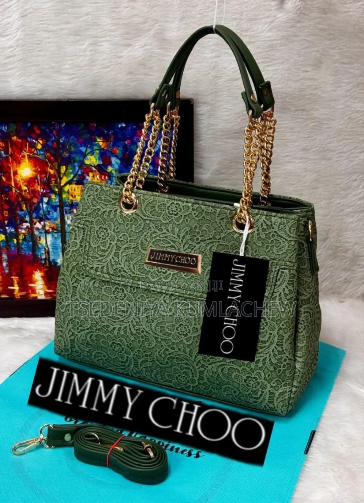 Medium Sized Jimmy Choo Brand With Three Inside Pockets Ladies Bag