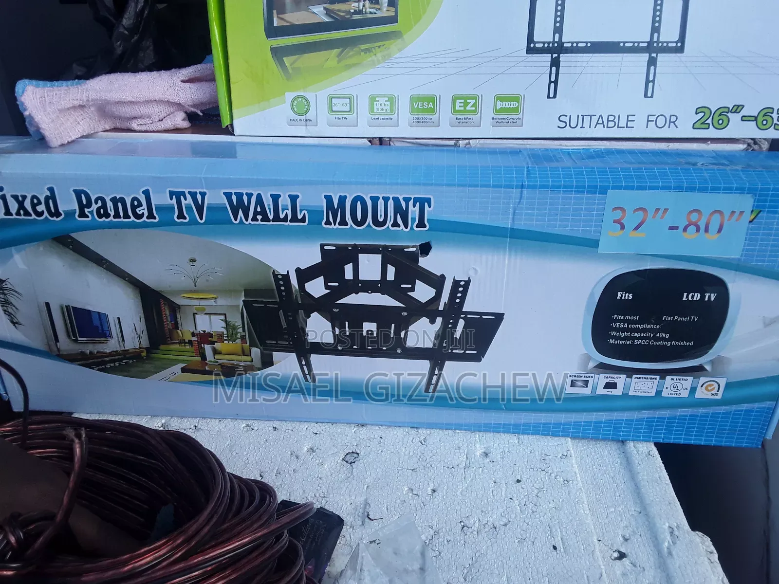 Tv Wall Mount (Ye Tv Meskeya)(የቲቪ መስቀያ ) ትልቁ የምተታጠፈ 40-75