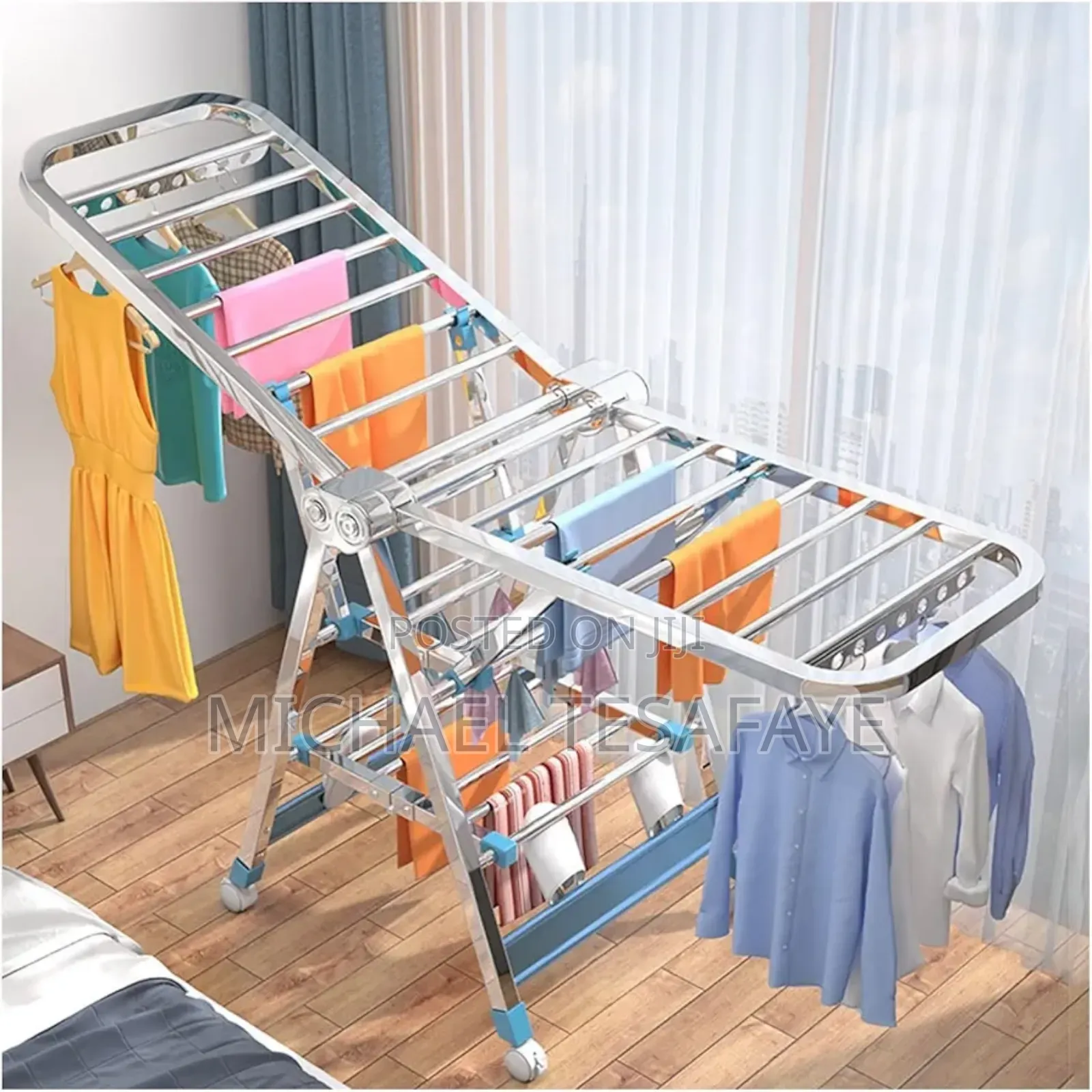 Deluxe Folding Drying ሙሉ ለሙሉ ብረት ለብረት የሆነ ጠንካራ ና ቦታ ቆጣቢ