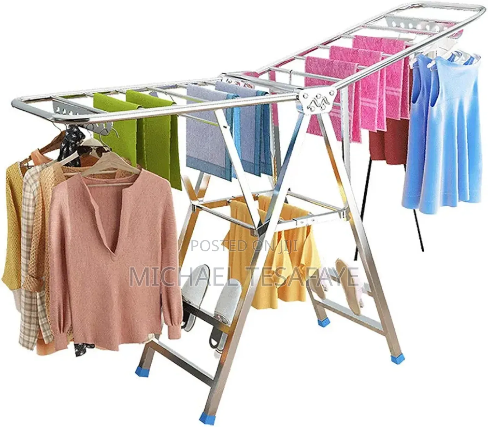 Deluxe Folding Drying ሙሉ ለሙሉ ብረት ለብረት የሆነ ጠንካራ ና ቦታ ቆጣቢ