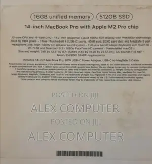New Apple MacBook Pro 2023 M2 Pro 16-inch 16GB Apple M2 SSD 512GB