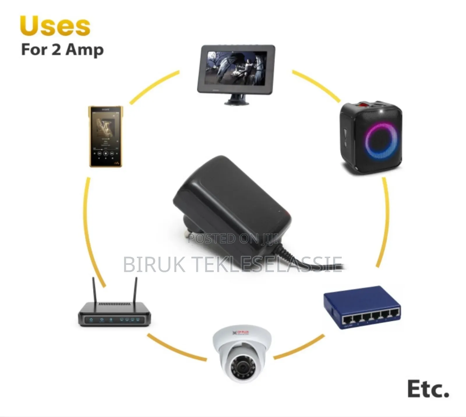 12v. 2a.Power Adapter (2in 1 Conector)