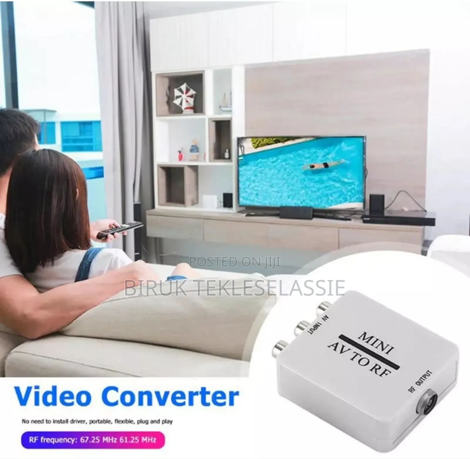 Mini AV (RCA) to RF (Coaxial) Converter