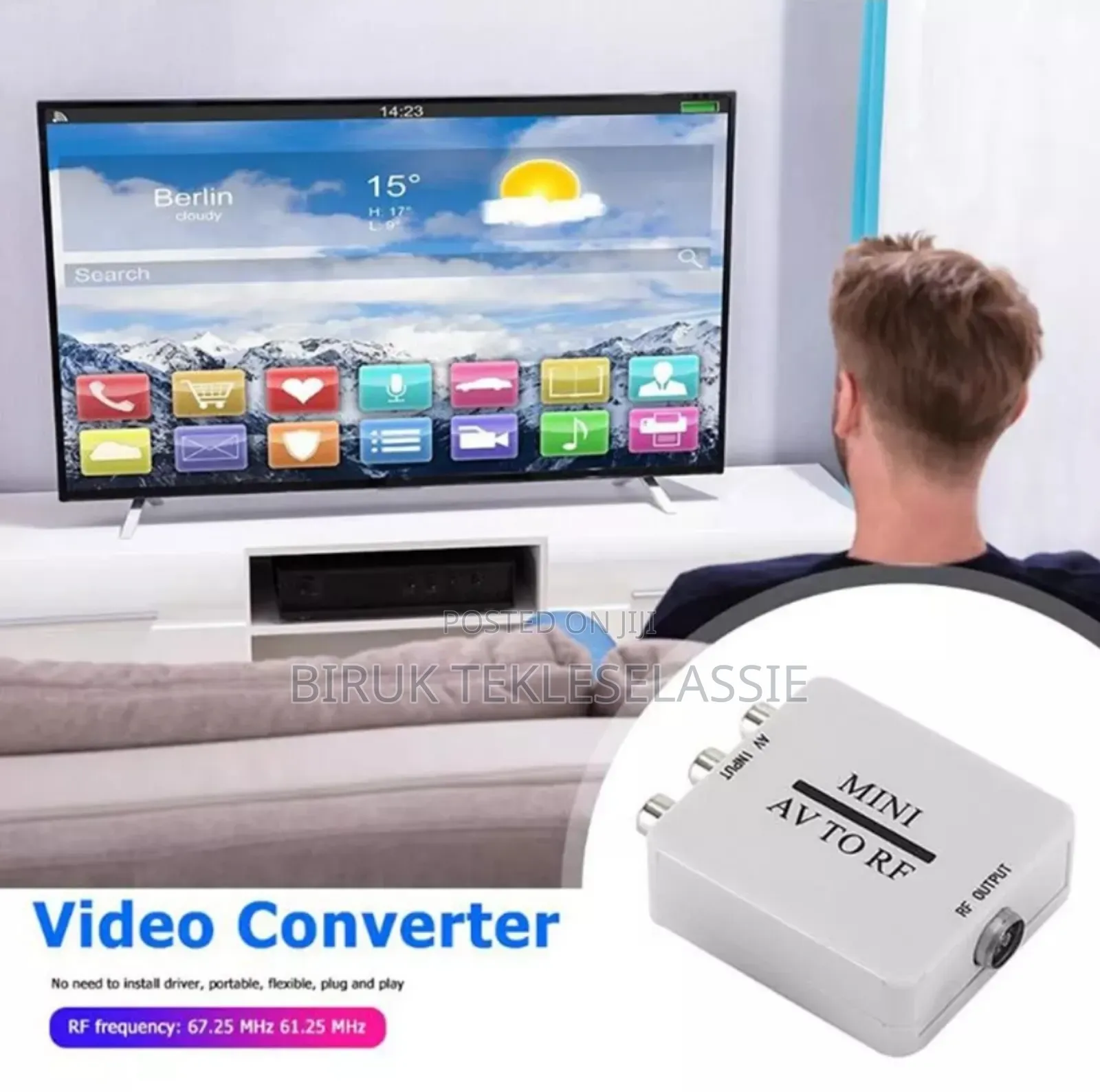 Mini AV (RCA) to RF (Coaxial) Converter