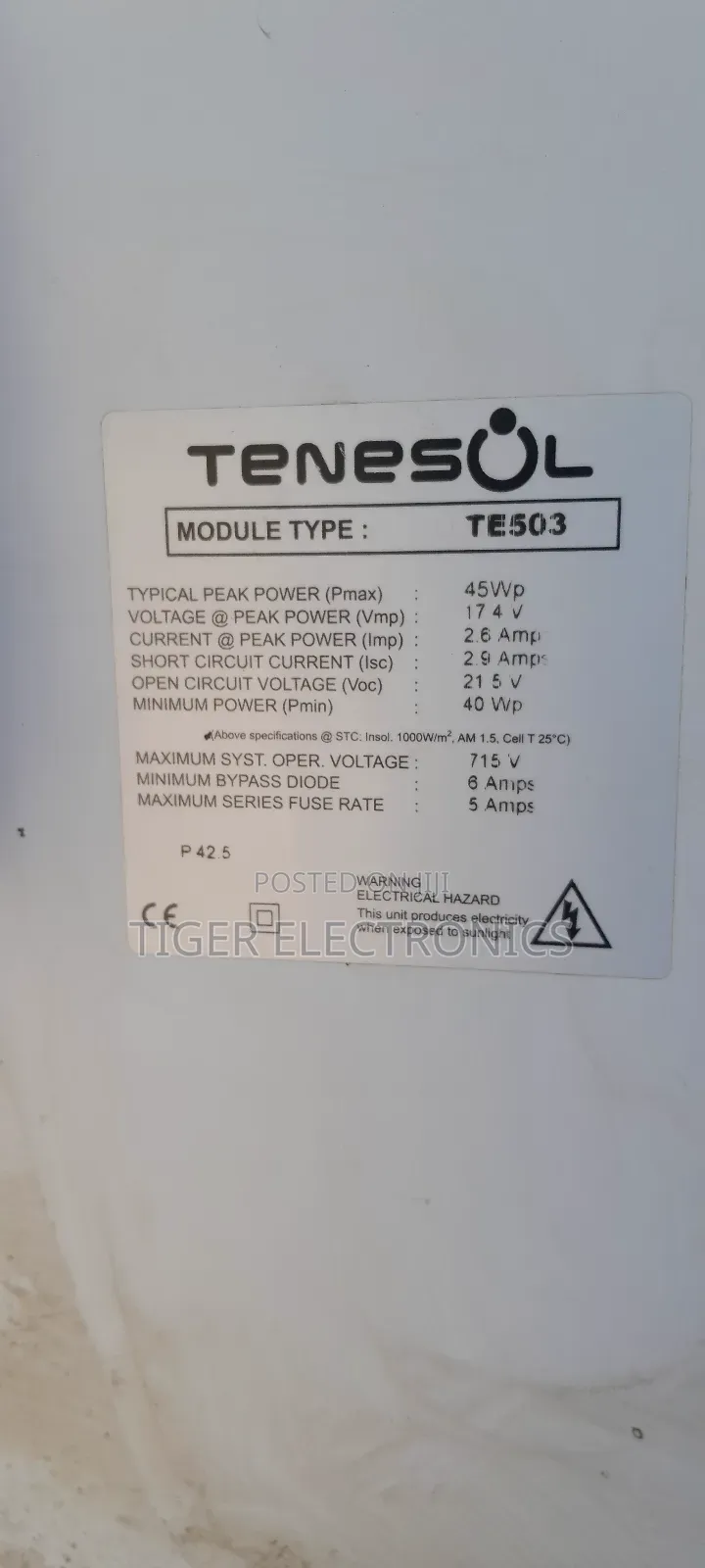 45 Watt Tenesol Solar Panel