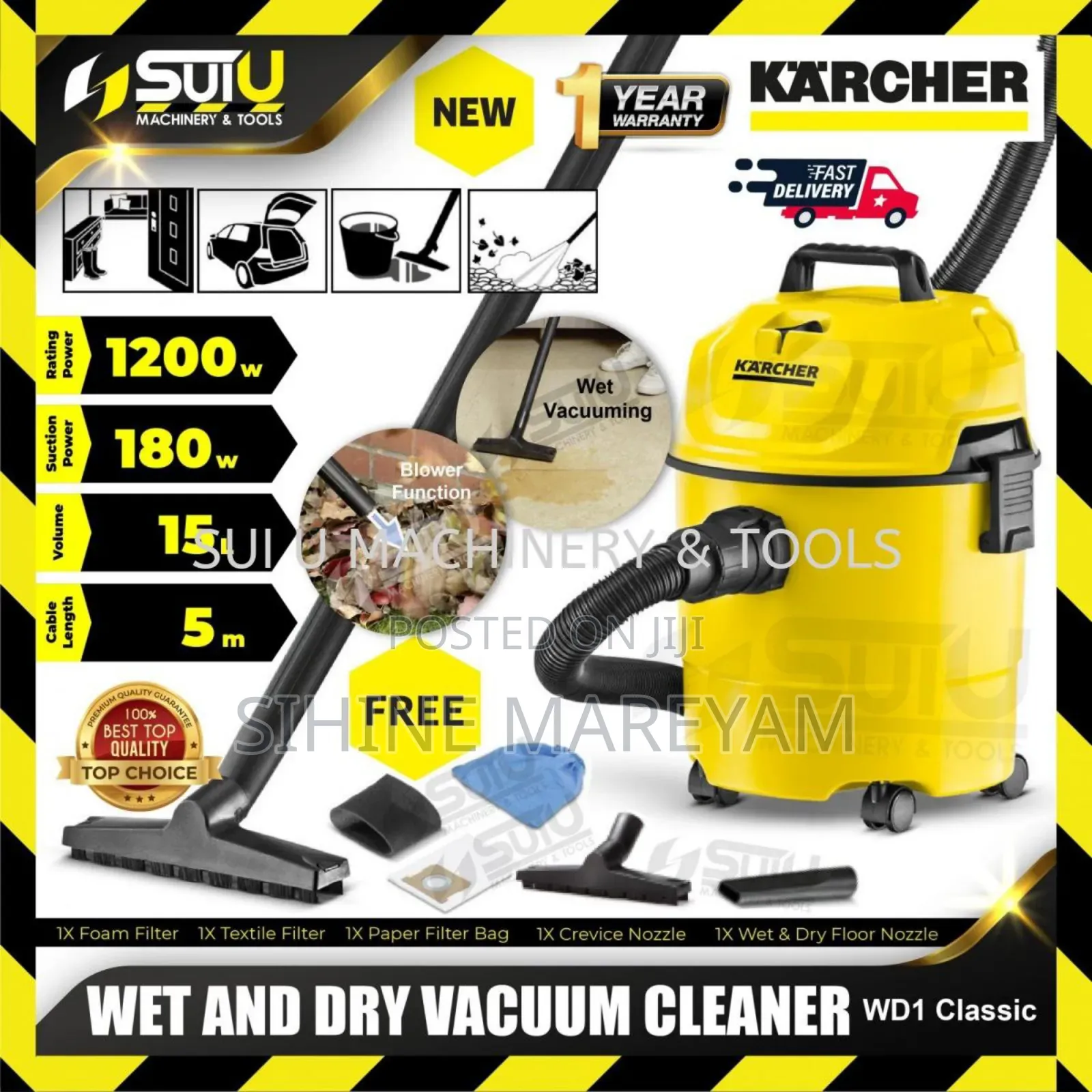 KARCHER Brand WD1 Classic 15L Wet Dry Vacuum Cleaner 1200W