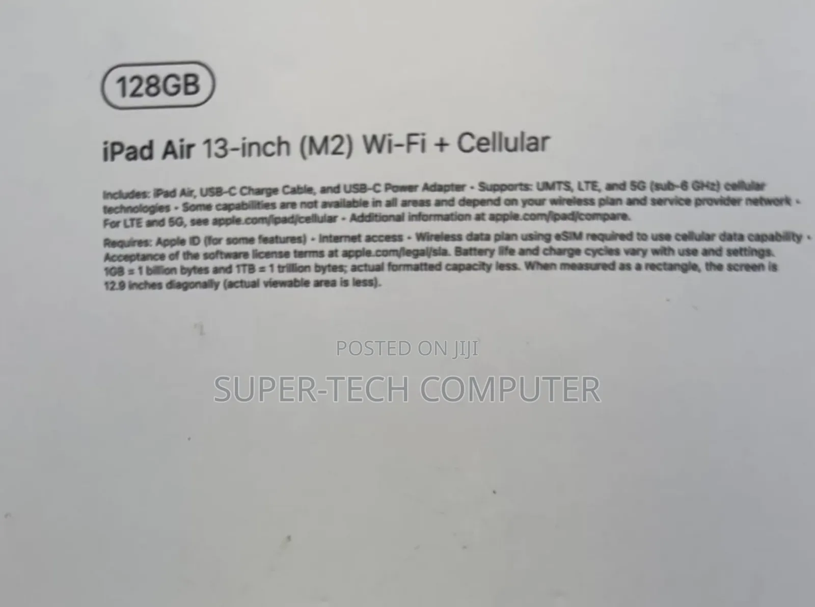 New Apple iPad Air 13 (2024) 128 GB Gray