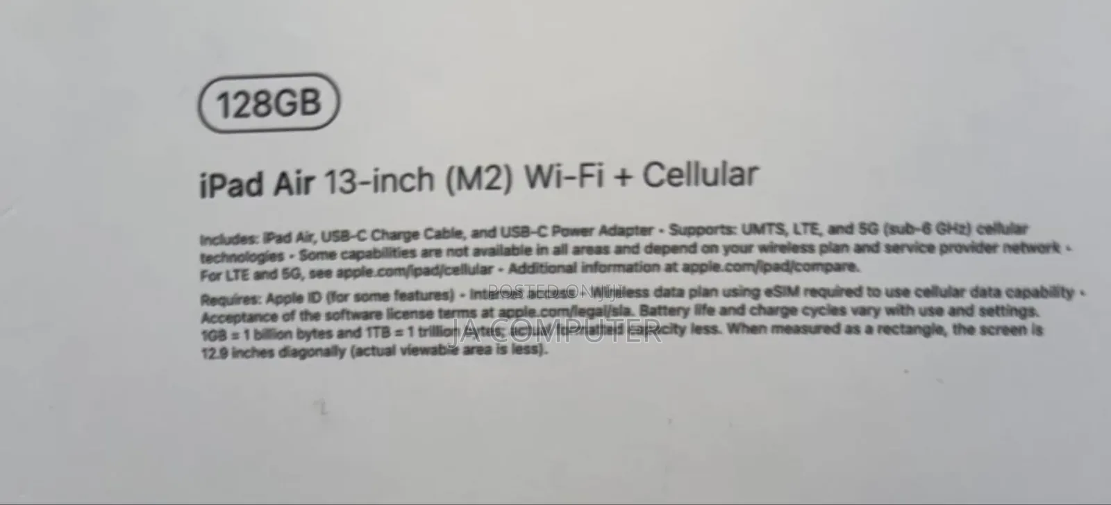 New Apple iPad Air 13 (2024) 128 GB Silver