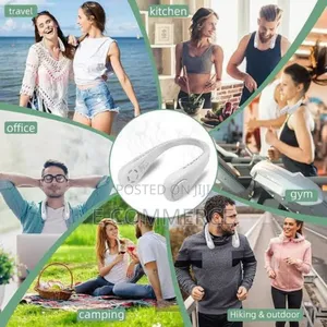 Portable Neck Cooler Fan Cordless Bladeless Fan 3 Spee