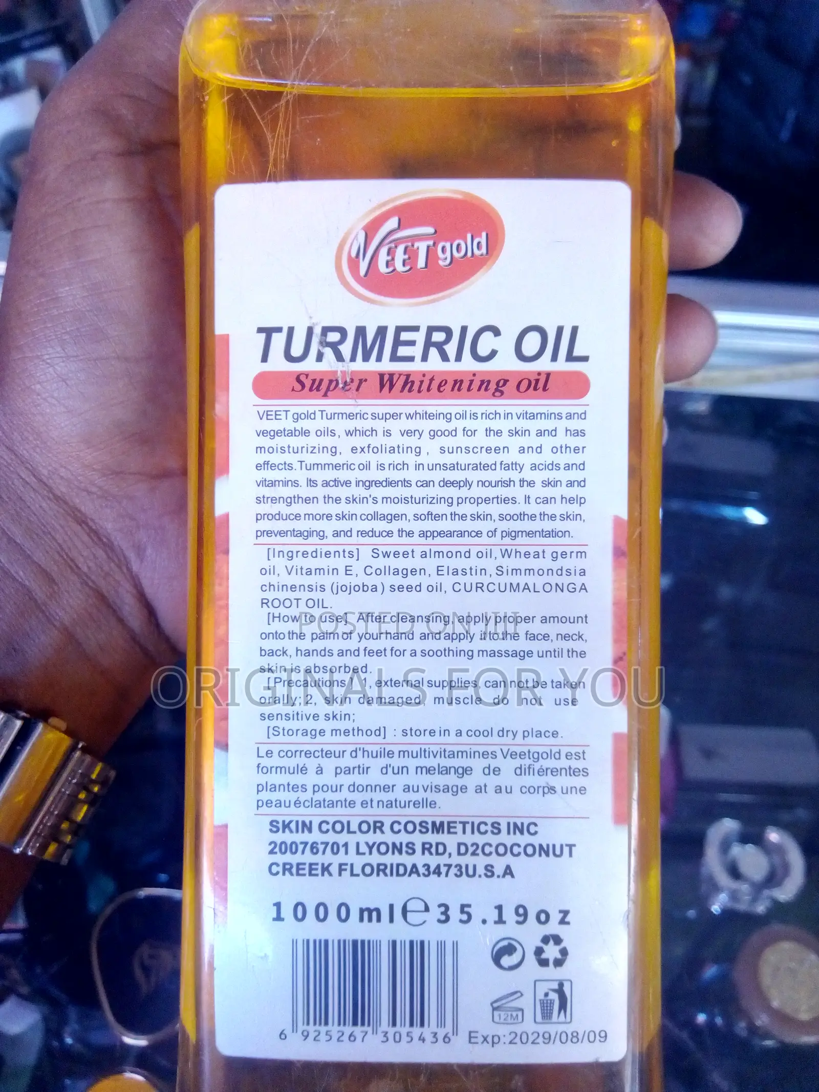 Original Veet Gold Turmeric Super Whitening Oil
