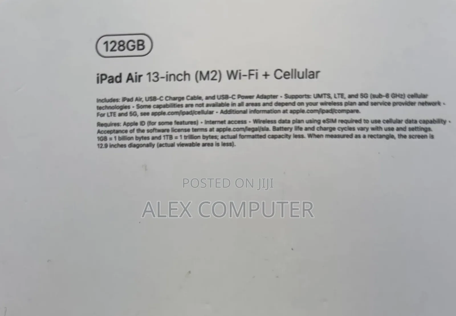 New Apple iPad Air 128 GB Silver