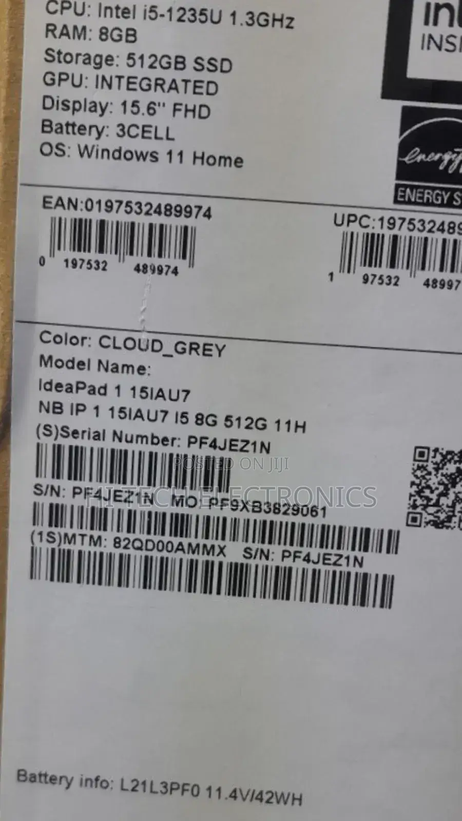 New Laptop Lenovo Ideapad 3 8GB Intel Core I5 SSD 512GB