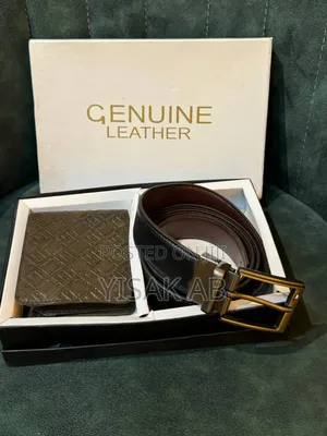 Genuine Leather Belt and Wallet Gift Set 