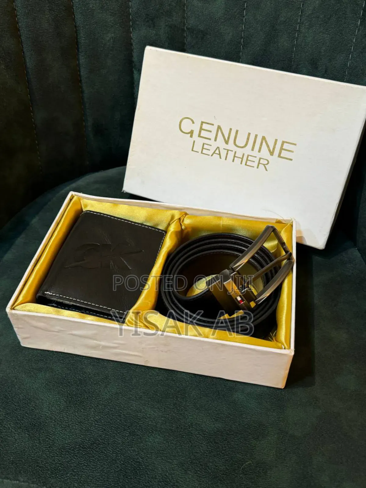 Genuine Leather Belt and Wallet Gift Set 