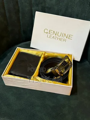 Genuine Leather Belt and Wallet Gift Set 