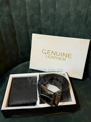 Genuine Leather Belt and Wallet Gift Set 