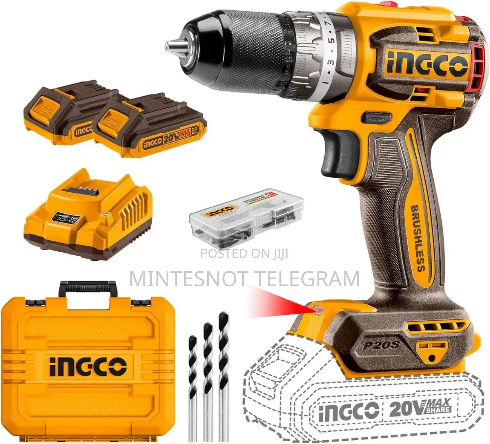 Ingco Rechargeable Drill 20v Burashless ቻርጀብል ድሪል