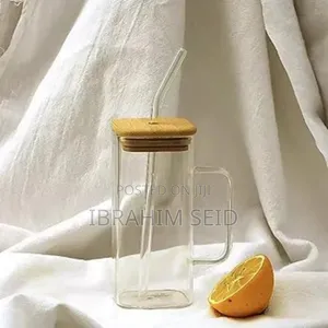 Glass Cup With Lid And Straw,16oz Can Shaped Glass Cups