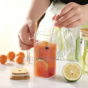Glass Cup With Lid And Straw,16oz Can Shaped Glass Cups