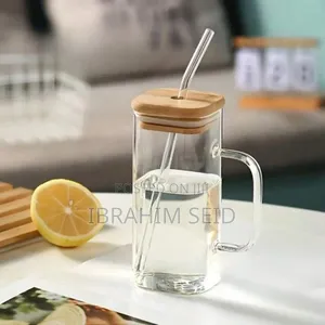 Glass Cup With Lid And Straw,16oz Can Shaped Glass Cups