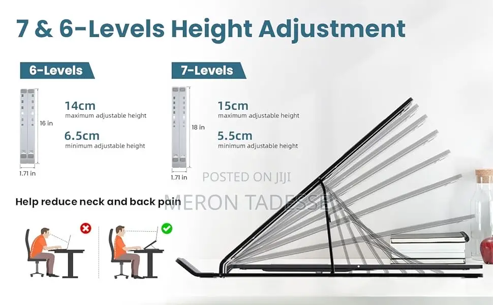 ለአይኖ የሚመች የአይን ከፍታ ላይ Pcዎን እንዲያስቀምጡ የሚረዳ Laptop Stand