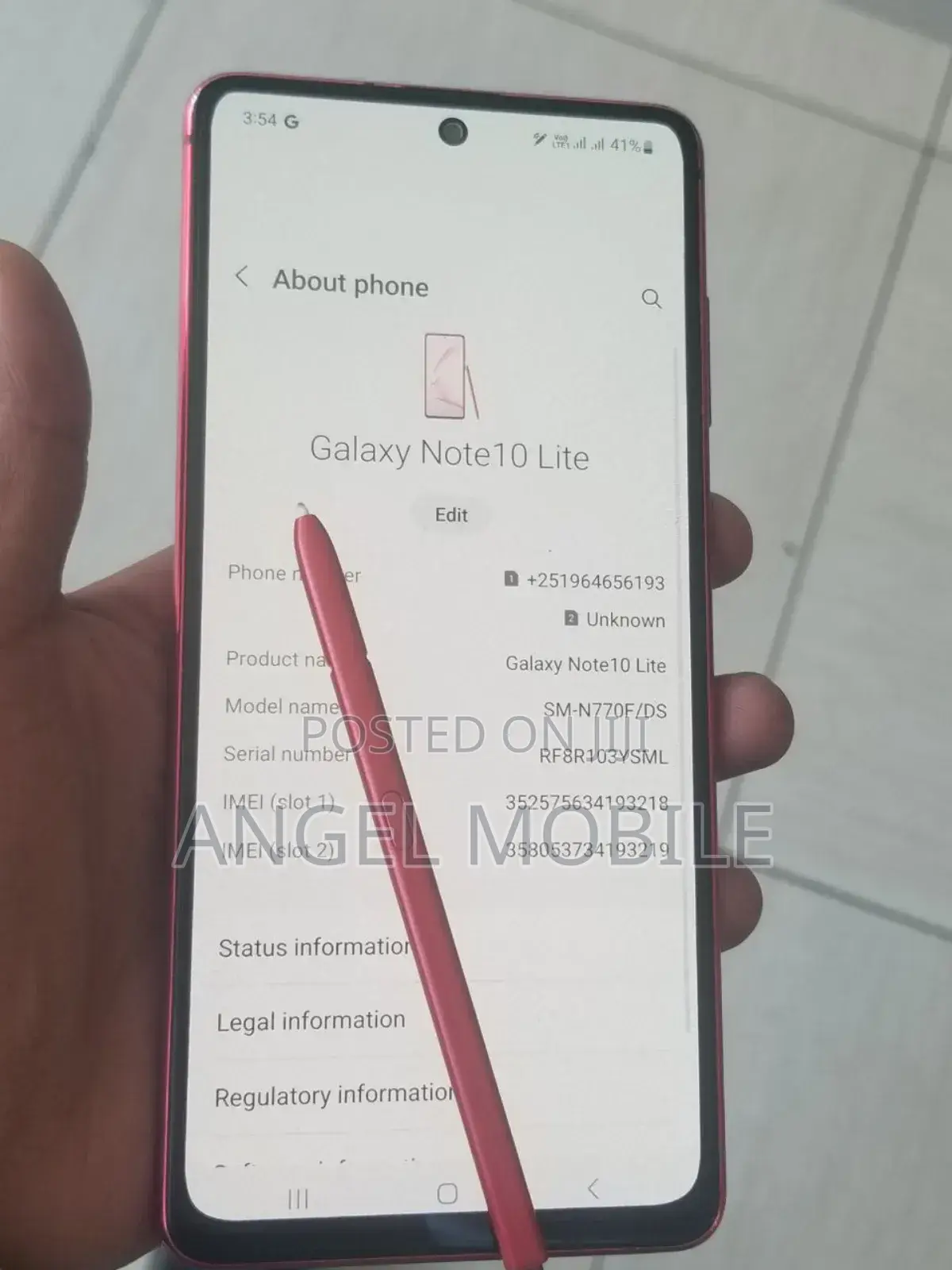 Samsung Galaxy Note 10 Lite 128 GB Red